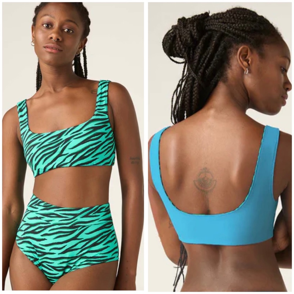 Modibodi Swimwear Reversible Crop Top and Hi-Waist Bikini Brief